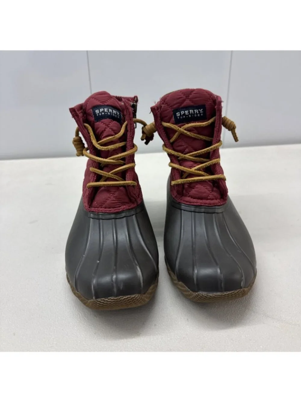 Sperry Top Sider Boots Womens‎ 7 Saltwater Duck Quilted Red Ankle Top STS93028